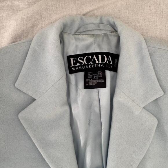 VTG Baby blue escada wool blazer silver buttons 34 - Picture 6 of 8
